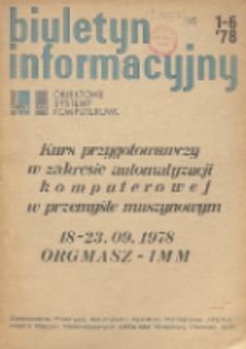 Biuletyn Informacyjny. Obiektowe Systemy Komputerowe, R. 16, Nr 1-6