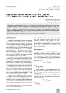 Risk, profitability and value of the leading steel producers on the world capital markets