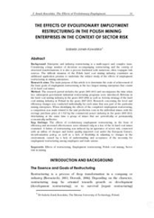 The effects of evolutionary employment restructuring in the Polish mining enterprises in the context of sector risk