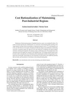 Cost rationalization of maintaining post-industrial regions