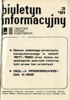 Biuletyn Informacyjny. Obiektowe Systemy Komputerowe, R. 19, Nr 3