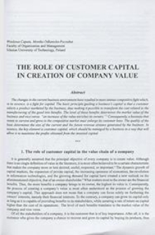 The role of customer capital in creation of company value