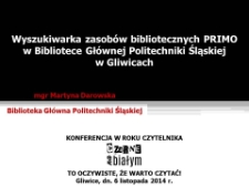Wyszukiwarka zasobów bibliotecznych Primo w Bibliotece Głównej Politechniki Śląskiej w Gliwicach