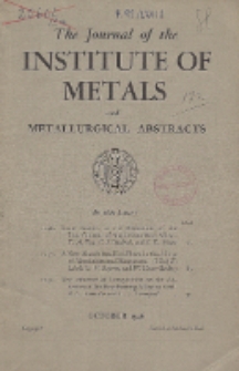 The Journal of the Institute of Metals and Metallurgical Abstracts, October 1946