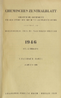 Chemisches Zentralblatt : vollständiges Repertorium für alle Zweige der reinen und angewandten Chemie, Jg. 117, Hb. 1, Bd. 1, Nr. 1/2