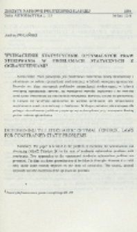 Wyznaczenie statystycznie optymalnych praw sterowania w problemach statycznych z ograniczeniami