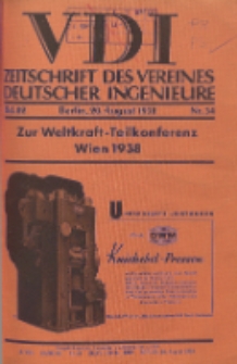 Zeitschrift des Vereines Deutscher Ingenieure, Bd. 82 , H. 34