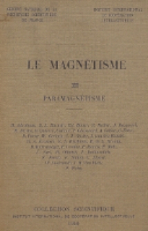 Le magnétisme : réunion organisée en collaboration avec l'Institut de physique de l'Université de Strasbourg, Strasbourg, 21-25 mai 1939. [3, Paramagnétisme]