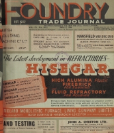 Foundry Trade Journal : with which is incorporated the iron and steel trades journal, Vol. 72, No. 1451