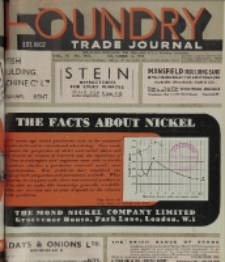 Foundry Trade Journal : with which is incorporated the iron and steel trades journal, Vol. 72, No. 1469