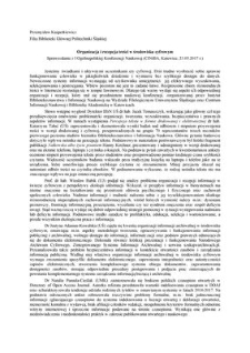 Organizacja i recepcja treści w środowisku cyfrowym: Sprawozdanie z I Ogólnopolskiej Konferencji Naukowej (CINiBA, Katowice, 23 maja 2017 r.)