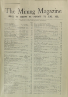 The Mining Magazine, Vol. 40, Index