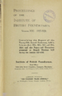 Proceedings of the Institution of British Foundrymen, Vol. 20 (1927-1928)