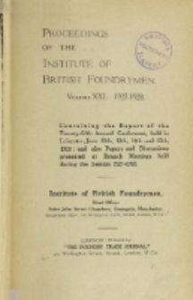 Proceedings of the Institution of British Foundrymen, Vol. 21 (1928-1929)