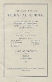 The Bell System Technical Journal : devoted to the Scientific and Engineering aspects of Electrical Communication, Vol. 26, Table of Contents