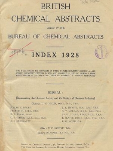 British Chemical Abstracts. Index of Subjects 1928. Abstracts A and B