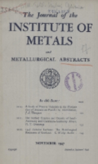 The Journal of the Institute of Metals and Metallurgical Abstracts, November 1947