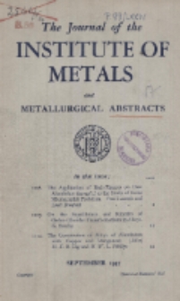 The Journal of the Institute of Metals and Metallurgical Abstracts, September 1947
