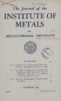 The Journal of the Institute of Metals and Metallurgical Abstracts, October 1947