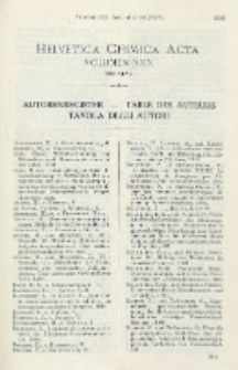 Helvetica Chimica Acta, Autorenregister
