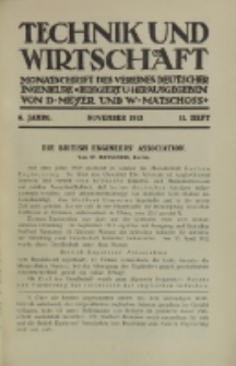 Technik und Wirtschaft : Monatsschrift des Vereines Deutscher Ingenieure, Jg. 6, H. 11