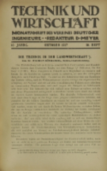 Technik und Wirtschaft : Monatsschrift des Vereines Deutscher Ingenieure, Jg. 10, H. 10
