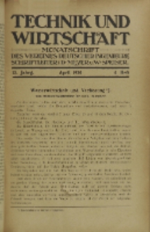Technik und Wirtschaft : Monatsschrift des Vereines Deutscher Ingenieure, Jg. 14, H. 4