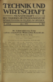 Technik und Wirtschaft : Monatsschrift des Vereines Deutscher Ingenieure, Jg. 14, H. 6