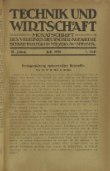 Technik und Wirtschaft : Monatsschrift des Vereines Deutscher Ingenieure, Jg. 14, H. 7