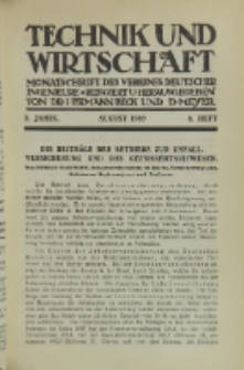 Technik und Wirtschaft : Monatsschrift des Vereines Deutscher Ingenieure, Jg. 2, H. 8