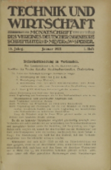 Technik und Wirtschaft : Monatsschrift des Vereines Deutscher Ingenieure, Jg. 15, H. 1