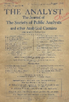 The Analyst : the journal of The Society of Public Analysts and other Analytical Chemists : a monthly journal devoted to the advancement of analytical chemistry. Vol. 70. No. 826