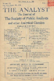 The Analyst : the journal of The Society of Public Analysts and other Analytical Chemists : a monthly journal devoted to the advancement of analytical chemistry. Vol. 70. No. 830