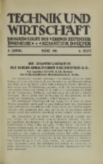 Technik und Wirtschaft : Monatsschrift des Vereines Deutscher Ingenieure, Jg. 4, H. 3
