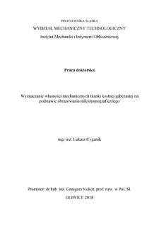 Recenzja rozprawy doktorskiej mgra inż. Łukasza Cyganika pt. Wyznaczanie własności mechanicznych tkanki kostnej gąbczastej na podstawie obrazowania mikrotomograficznego