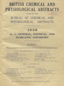 British Chemical and Physiological Abstracts. A. Pure Chemistry and Physiology. I. General, Physical, and Inorganic Chemistry, January