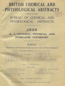 British Chemical and Physiological Abstracts. A. Pure Chemistry and Physiology. I. General, Physical, and Inorganic Chemistry, April