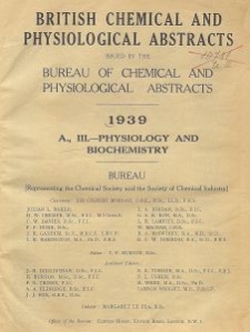 British Chemical and Physiological Abstracts. A. Pure Chemistry and Physiology. III. Physiology and Biochemistry, March