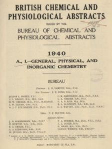 British Chemical and Physiological Abstracts. A. Pure Chemistry and Physiology. I. General, Physical, and Inorganic Chemistry, Index of authors' names