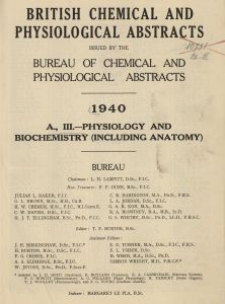 British Chemical and Physiological Abstracts. A. Pure Chemistry and Physiology. III. Physiology and Biochemistry (including Anatomy), Index of authors' names