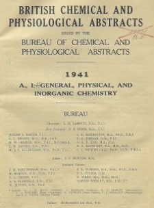 British Chemical and Physiological Abstracts. A. Pure Chemistry and Physiology. I. General, Physical, and Inorganic Chemistry, May