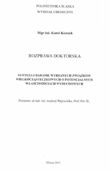 Recenzja rozprawy doktorskiej mgra inż. Karola Kożucha pt. Synteza i badanie wybranych związków wielkocząsteczkowych o potencjalnych właściwościach wybuchowych