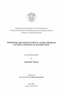 Modelling and control of device casing vibrations for active reduction of acoustic noise