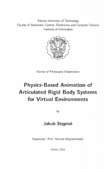 Recenzja rozprawy doktorskiej mgra inż. Jakuba Stępnia pt. Physics-based animation of articulated rigid body systems for virtual environments