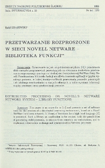 Przetwarzanie rozproszone w sieci Novell NetWare - biblioteka funkcji