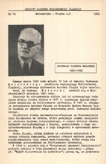 Profesor Tadeusz Malarski 1883-1952