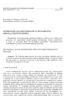 Generator fali sinusoidalnej z dynamiczną zmianą częstotliwości