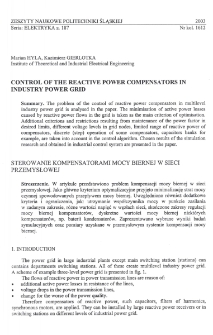 Control of the reactive power compensators in industry power grid