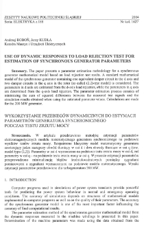 Use of dynamic responses to load rejection test for estimation of synchronous generator parameters