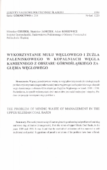 Wykorzystanie mułu węglowego i żużla paleniskowego w kopalniach węgla kamiennego z obszaru Górnośląskiego Zagłębia Węglowego